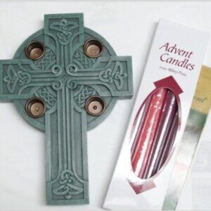 Celtic Cross Advent Wreath - 10 inch Candles,  3/4 inch Base